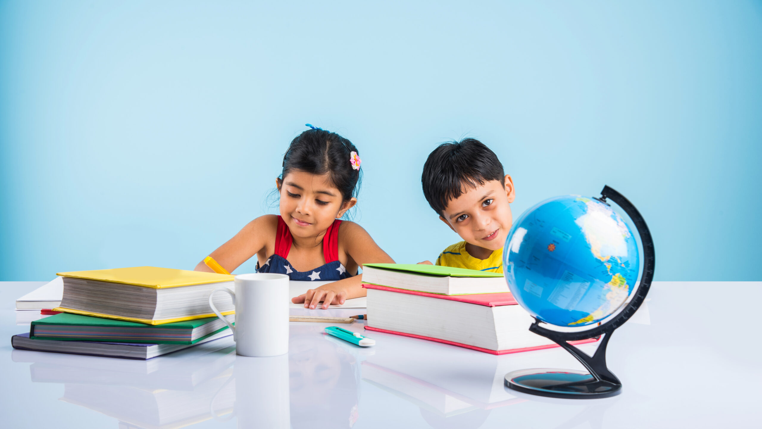 Happy students learning