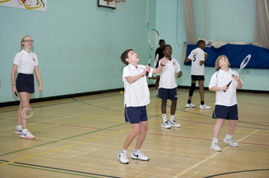 Students playing badminton