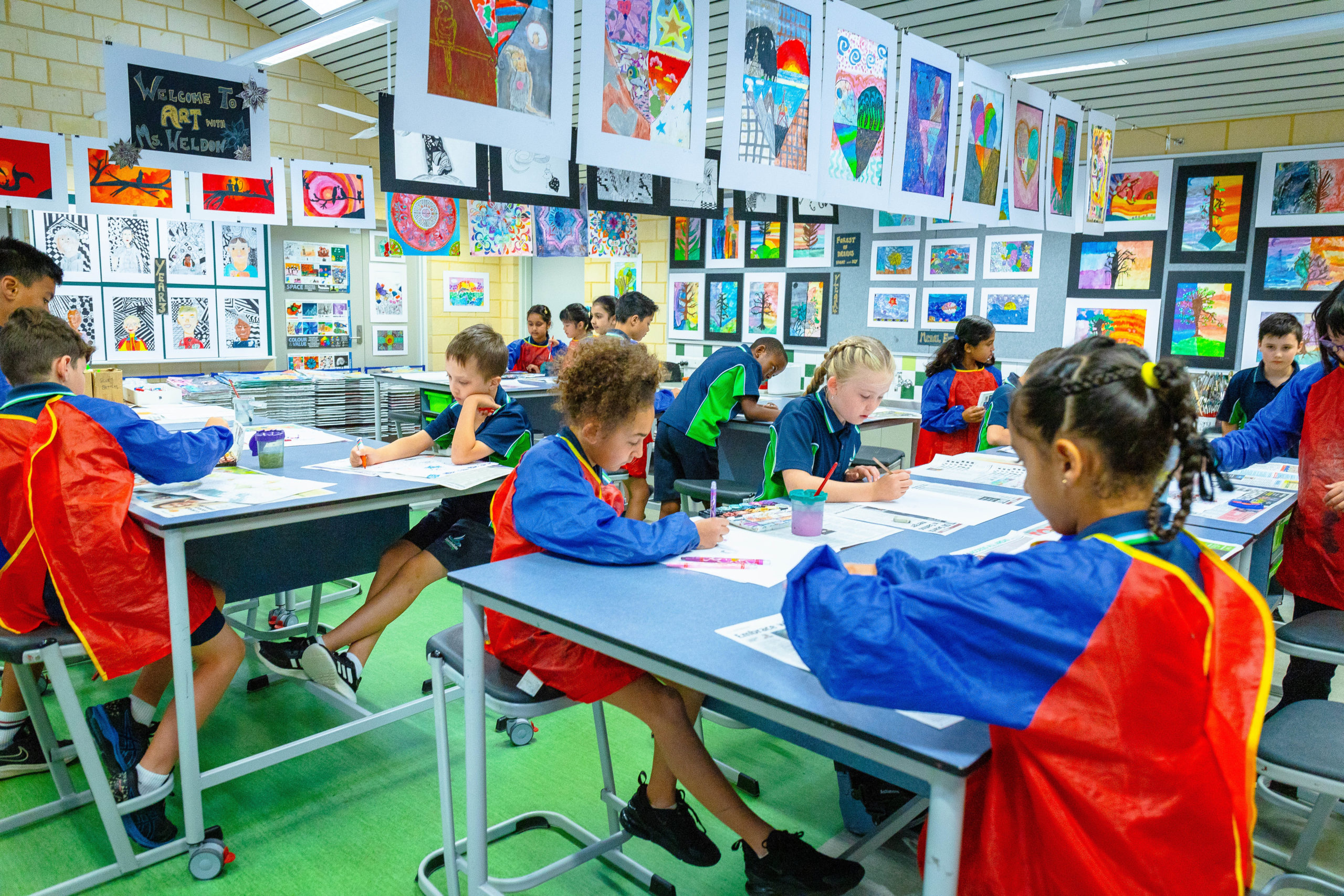 Students taking part in arts and creative activities